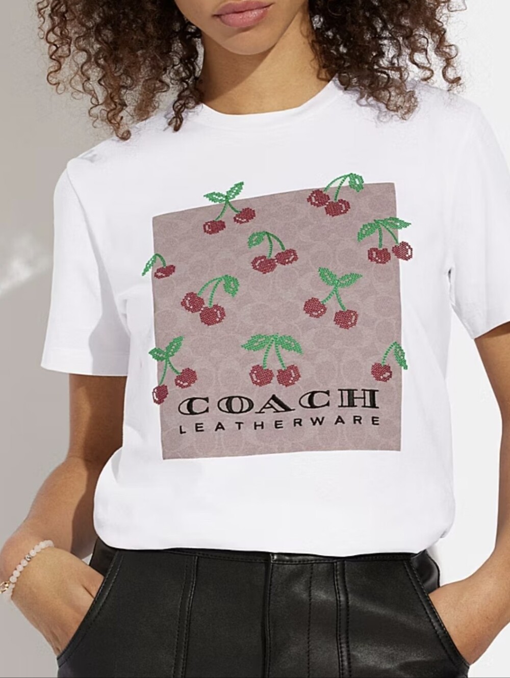 Coach White Cherry Logo Graphic Tee